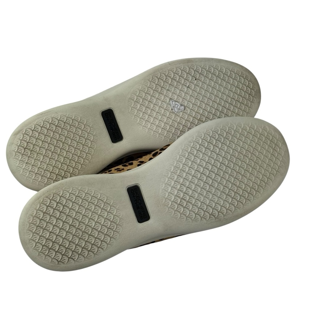 Skechers Leopard Print Tan Black Slip-On Athletic Flats - Picture 10 of 11